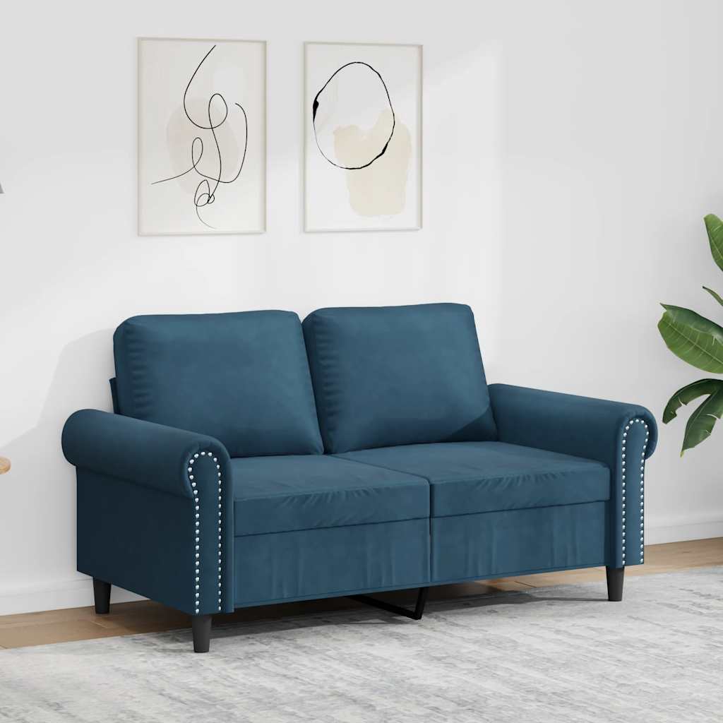 Tweezitsbank 120 cm fluweel blauw