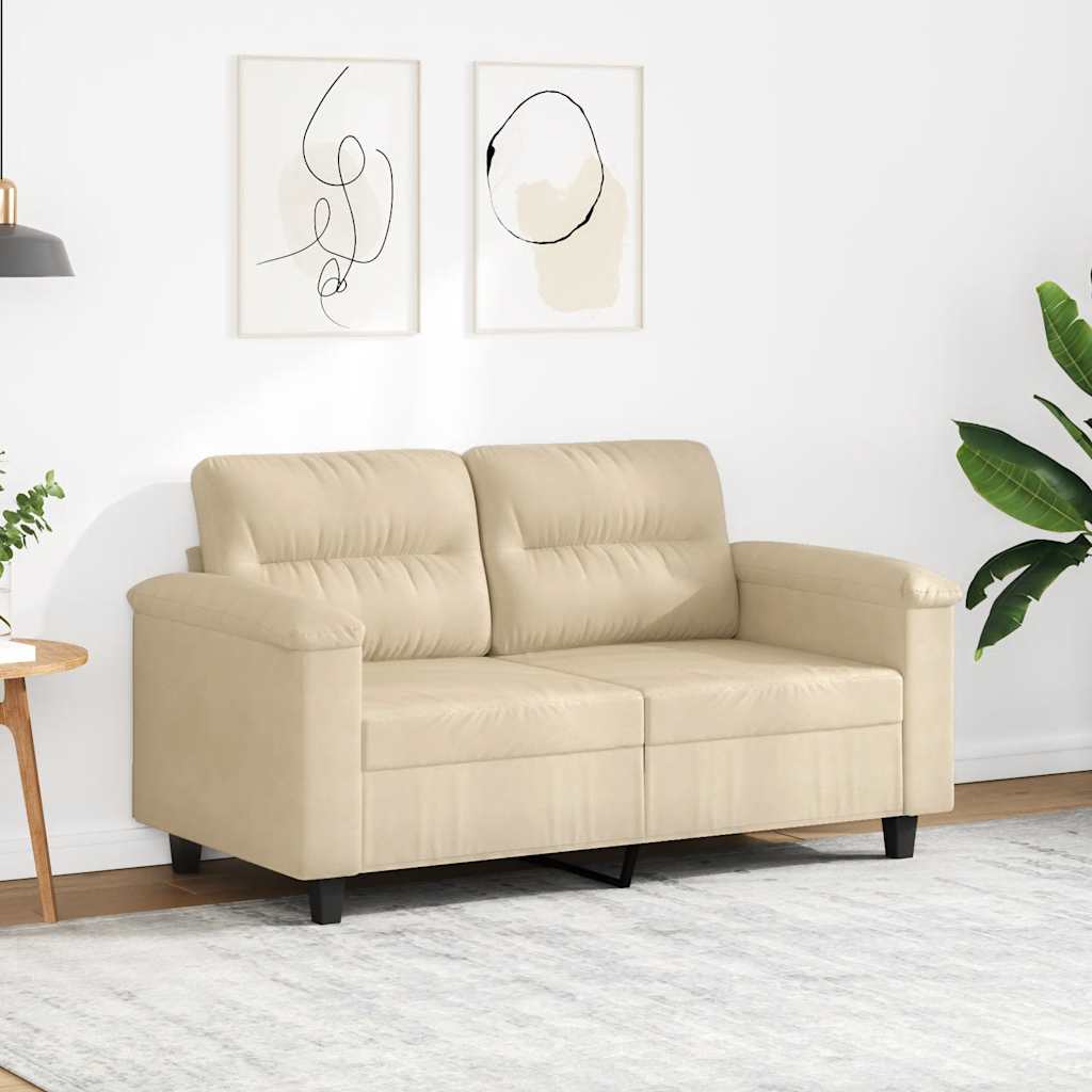 Tweezitsbank 120 cm microvezelstof crème