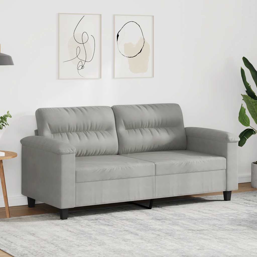 Tweezitsbank 140 cm microvezelstof lichtgrijs – afbeelding 1