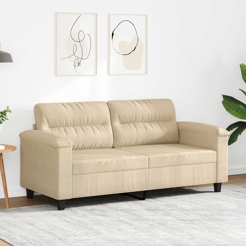 Tweezitsbank 140 cm microvezelstof crème
