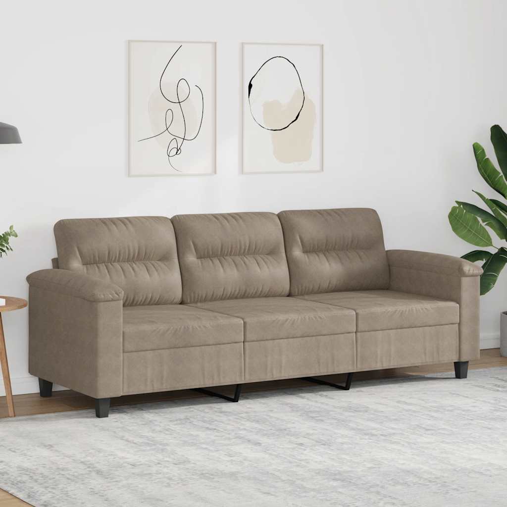 Driezitsbank 180 cm microvezelstof taupe