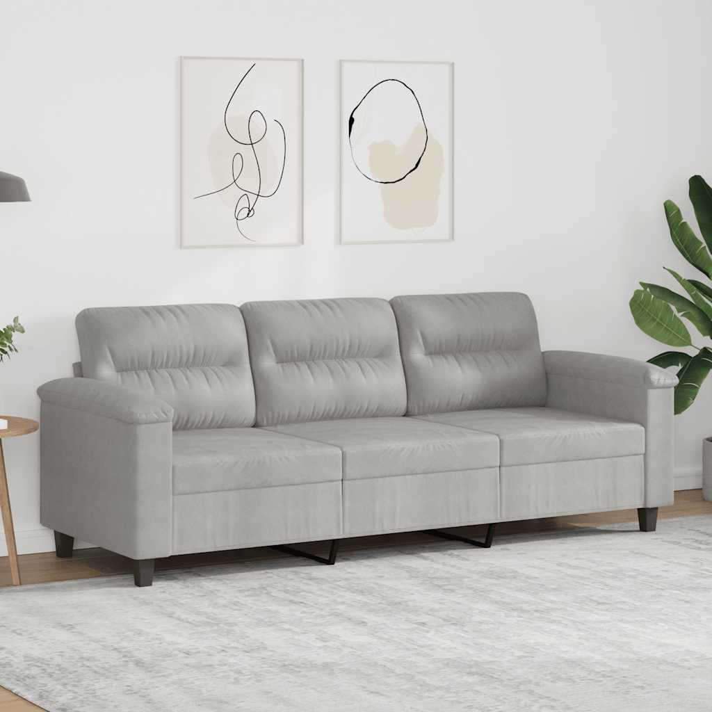 Driezitsbank 180 cm microvezelstof lichtgrijs