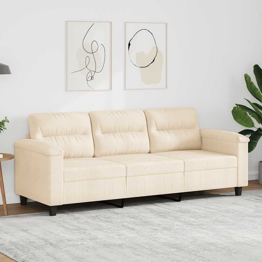 Driezitsbank 180 cm microvezelstof beige