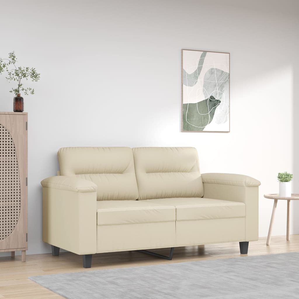 Tweezitsbank 120 cm kunstleer crèmekleurig