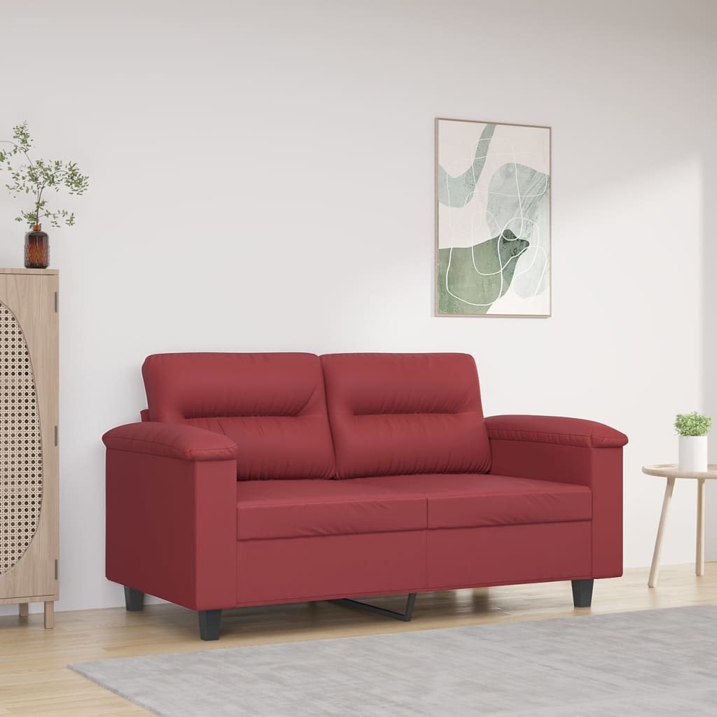 Tweezitsbank 120 cm kunstleer wijnrood