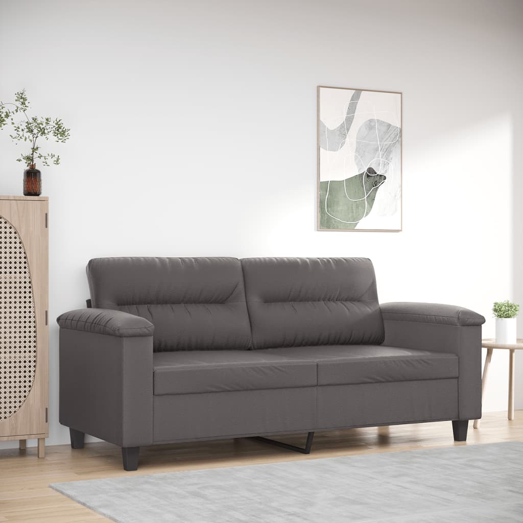 Tweezitsbank 140 cm kunstleer grijs – afbeelding 1