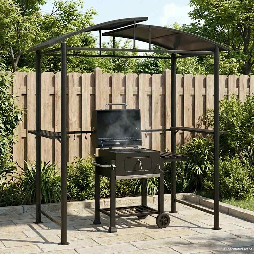 Barbecue-overkapping 210x114x230 cm staal antracietkleurig
