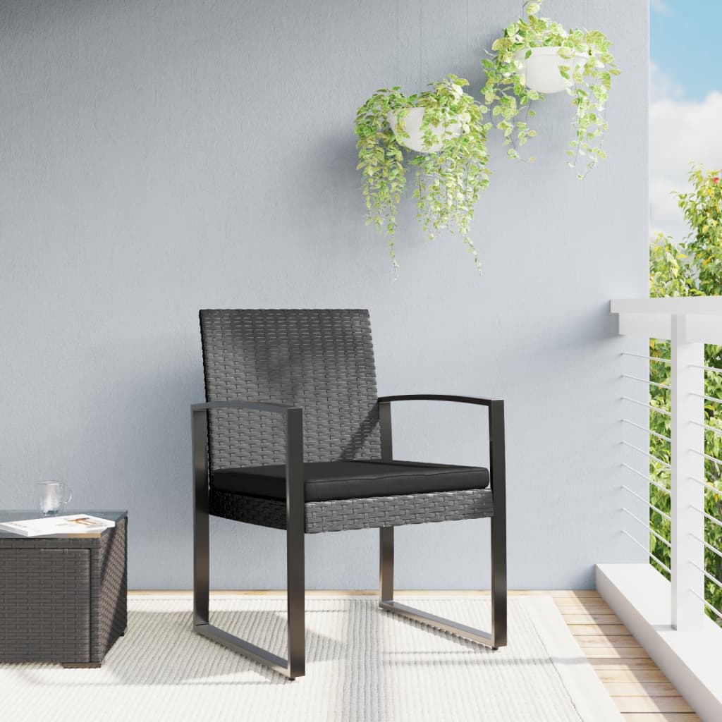 Tuinstoelen 2 st polypropeen rattan donkergrijs – afbeelding 1