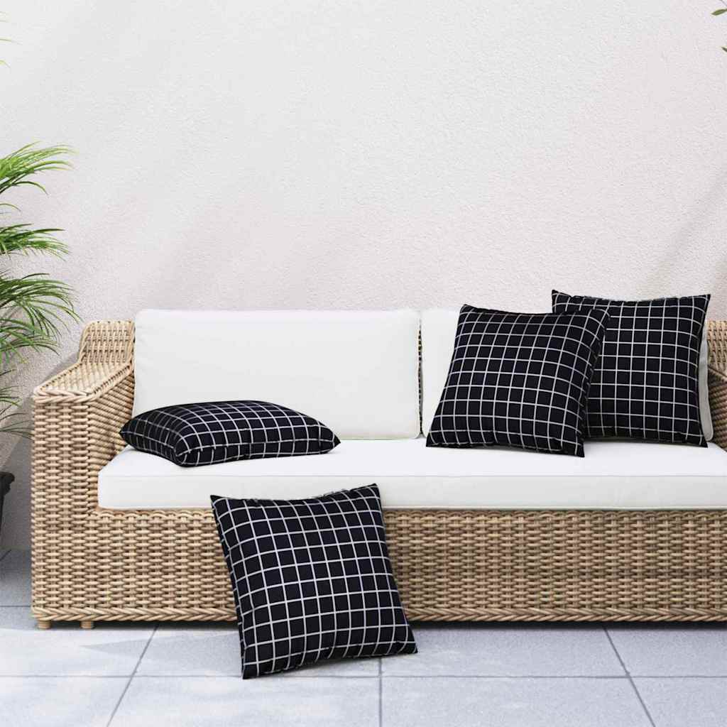 Spreidkussens Geruit 4 pcs Zwart Ruit 50 x 50 cm Polyester Stof