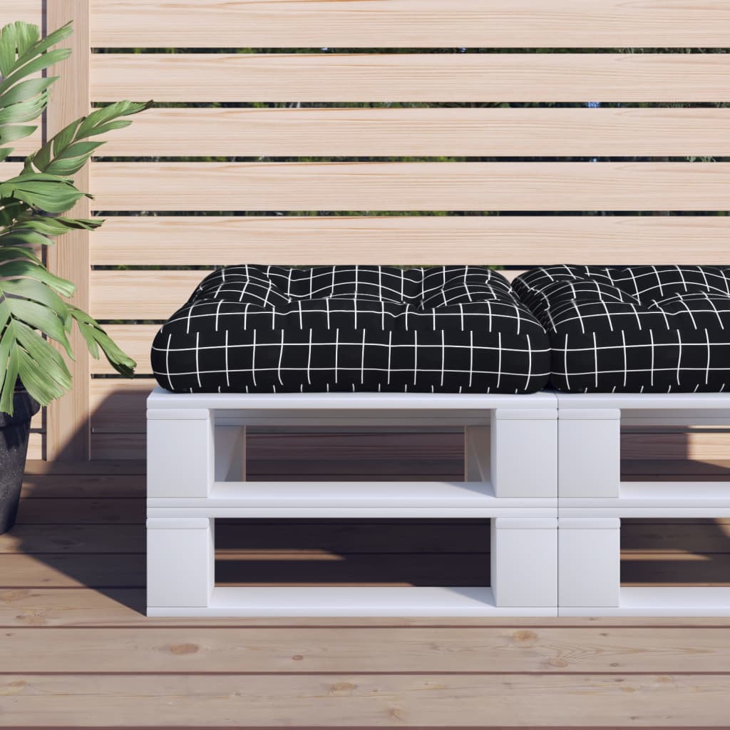 Palletkussen ruitpatroon 60x60x12 cm stof zwart – afbeelding 1