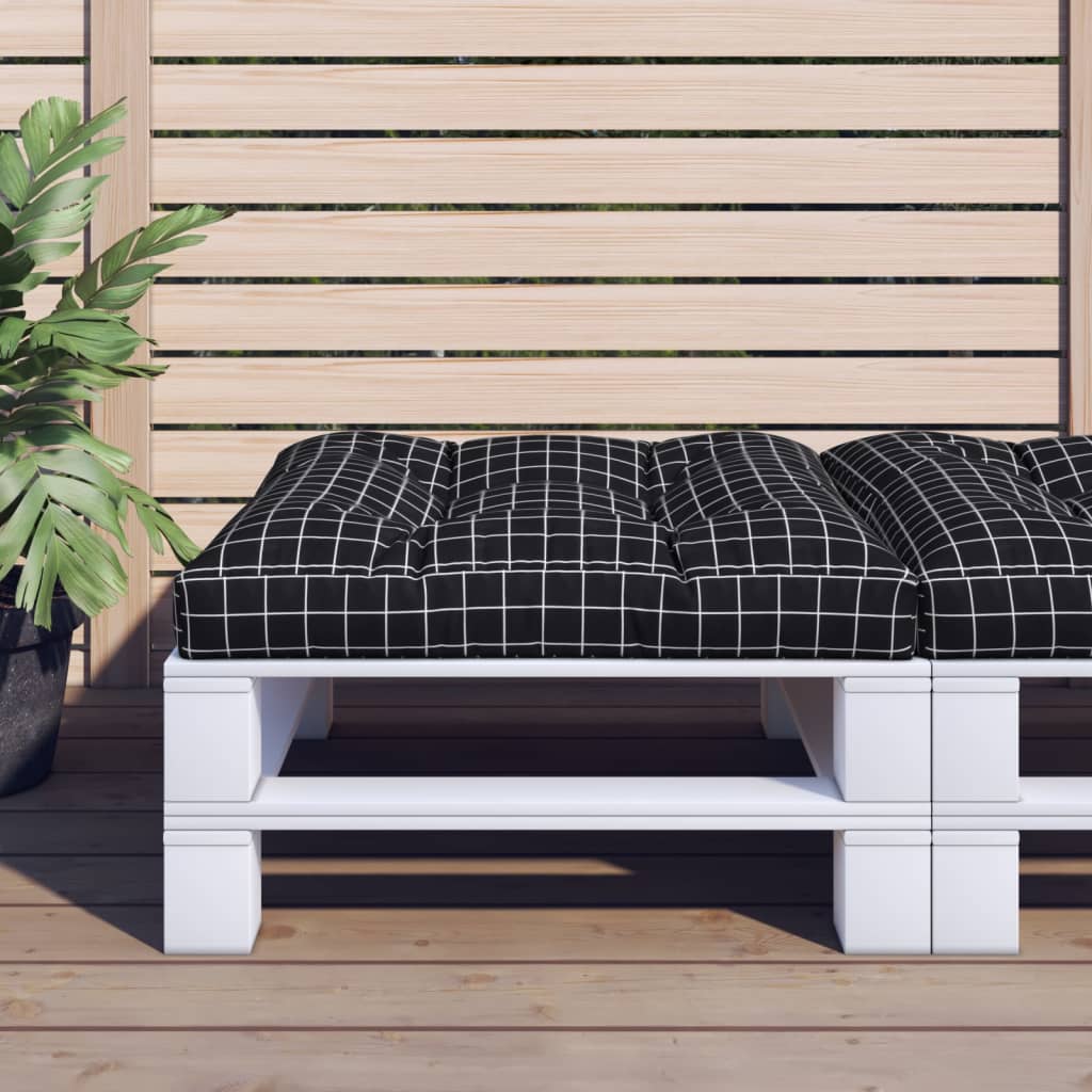 Palletkussen ruitpatroon 70x70x12 cm stof zwart – afbeelding 1