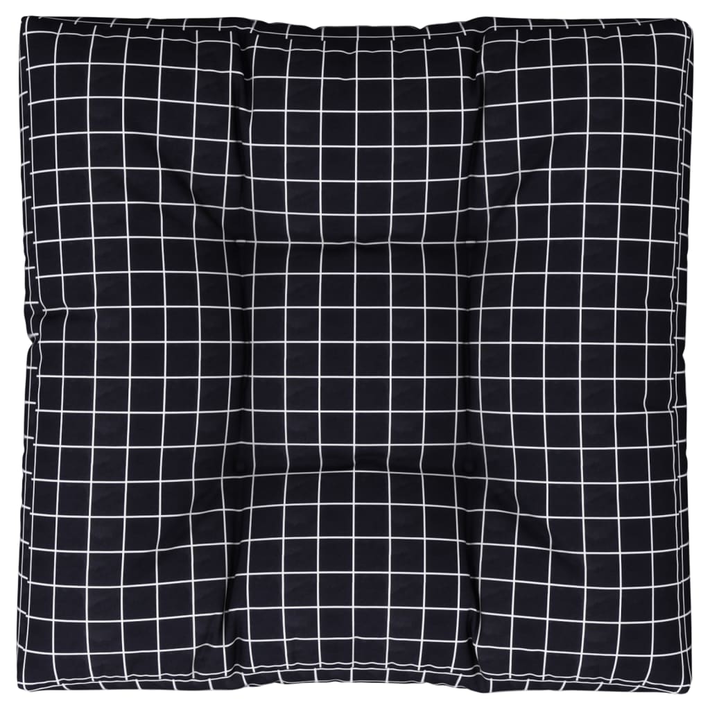 Palletkussen ruitpatroon 70x70x12 cm stof zwart – afbeelding 2