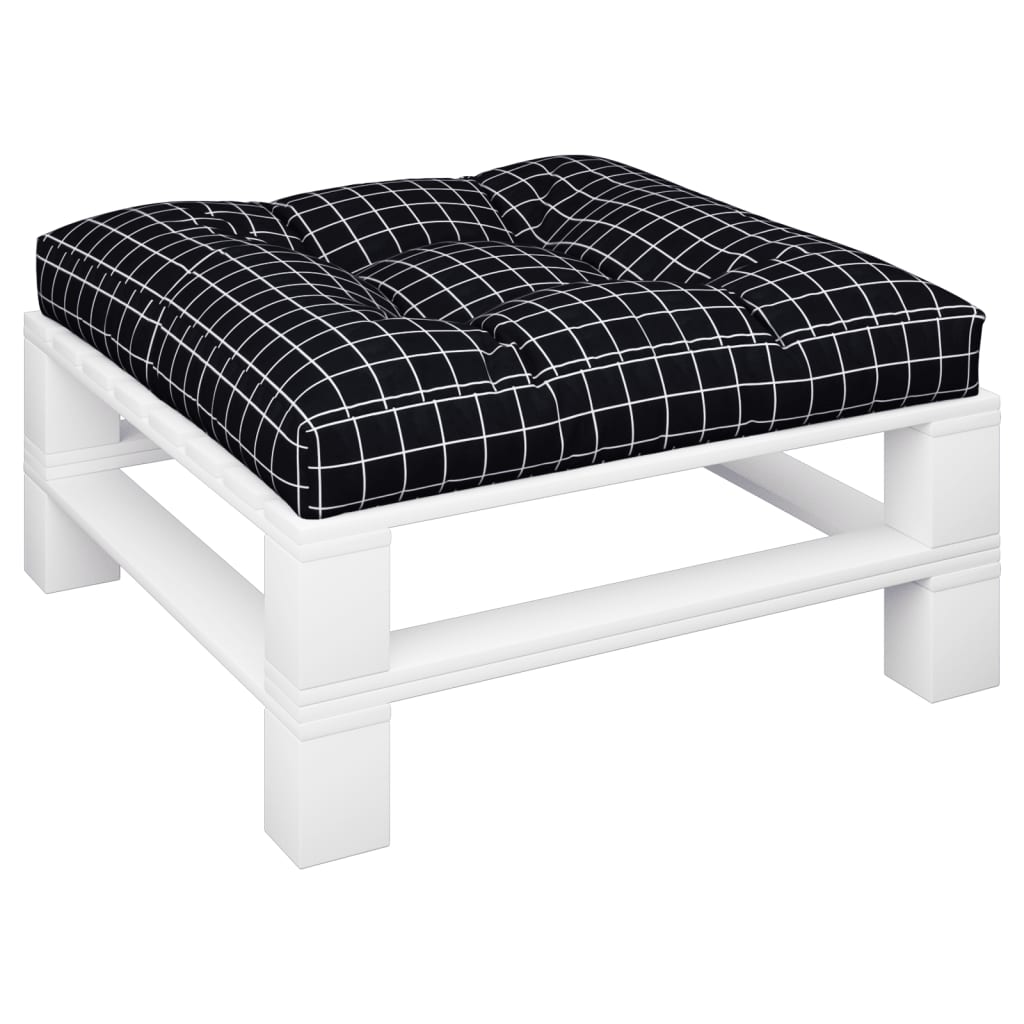 Palletkussen ruitpatroon 70x70x12 cm stof zwart – afbeelding 3