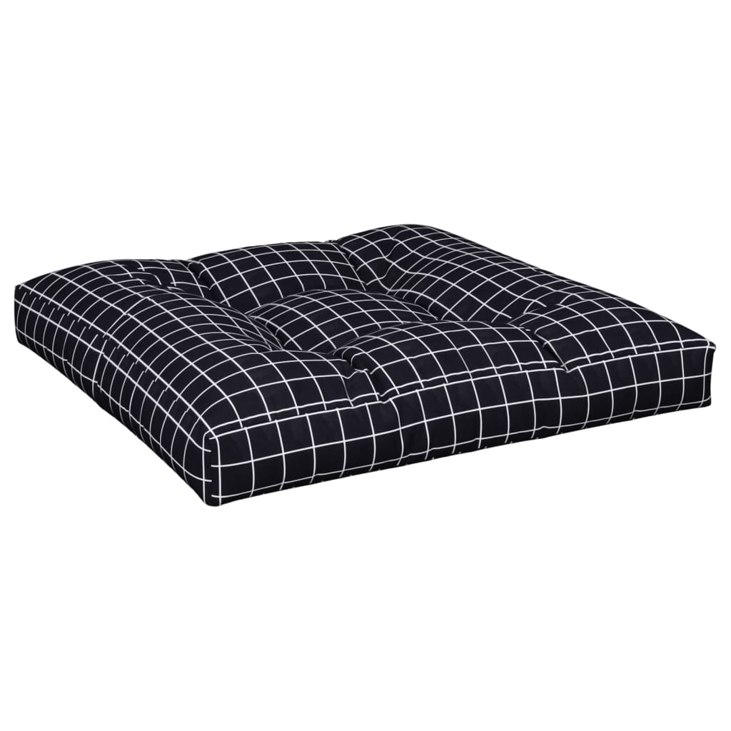 Palletkussen ruitpatroon 70x70x12 cm stof zwart – afbeelding 4