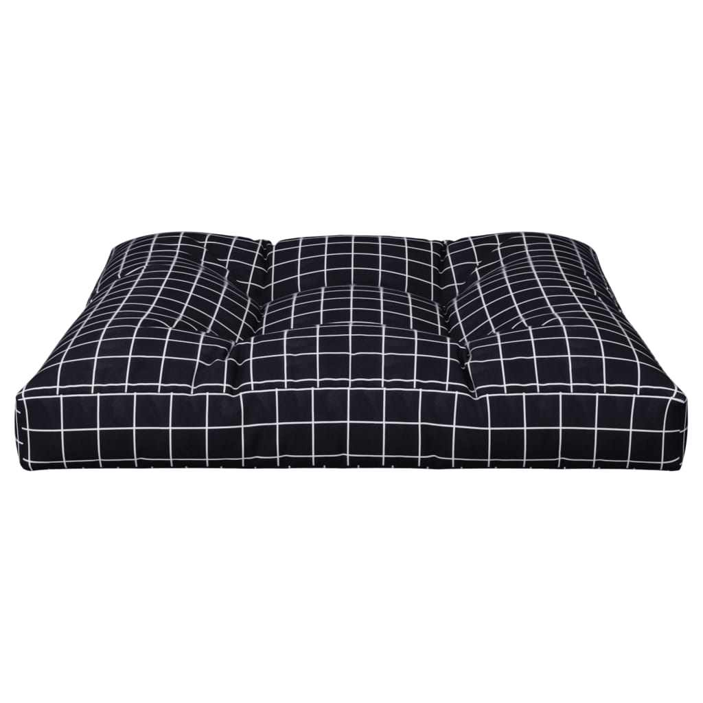 Palletkussen ruitpatroon 70x70x12 cm stof zwart – afbeelding 5