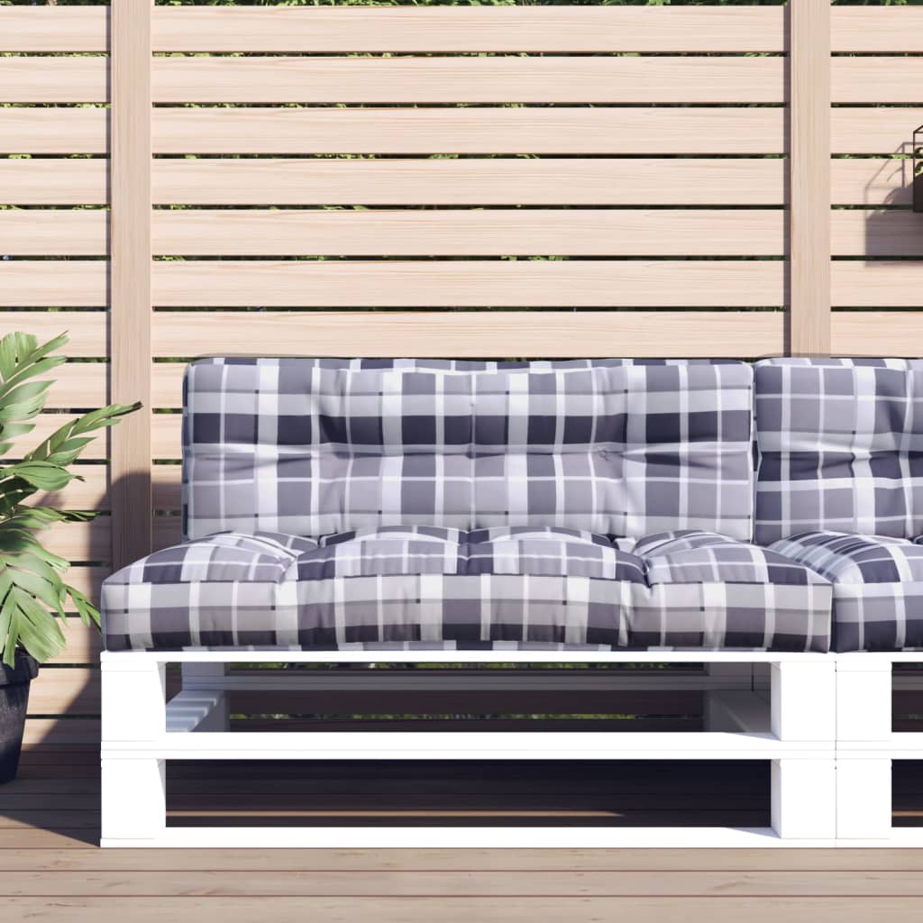 Palletkussen 120x40x12 cm stof ruitpatroon grijs – afbeelding 1