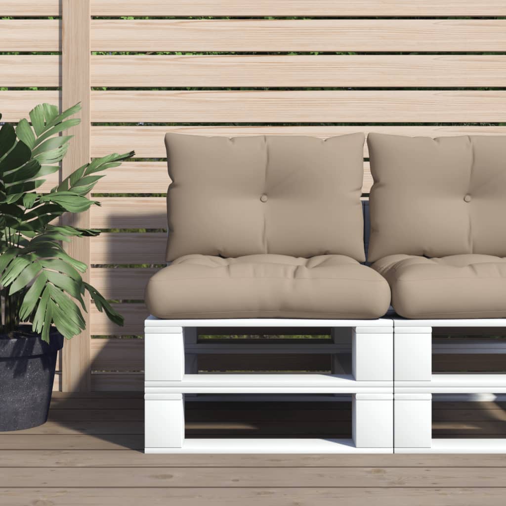 Palletkussens 2 st stof taupe – afbeelding 1