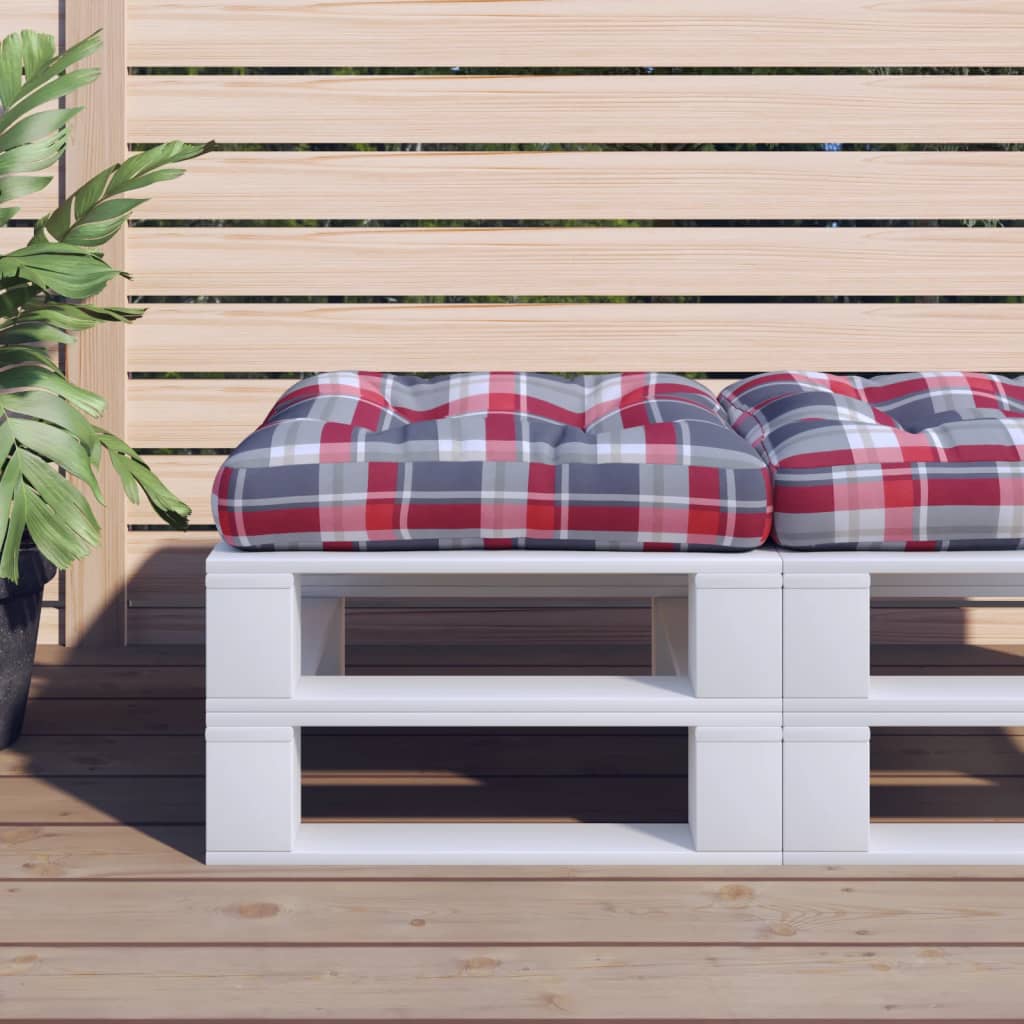 Palletkussen 58x58x10 cm ruitpatroon stof rood – afbeelding 1