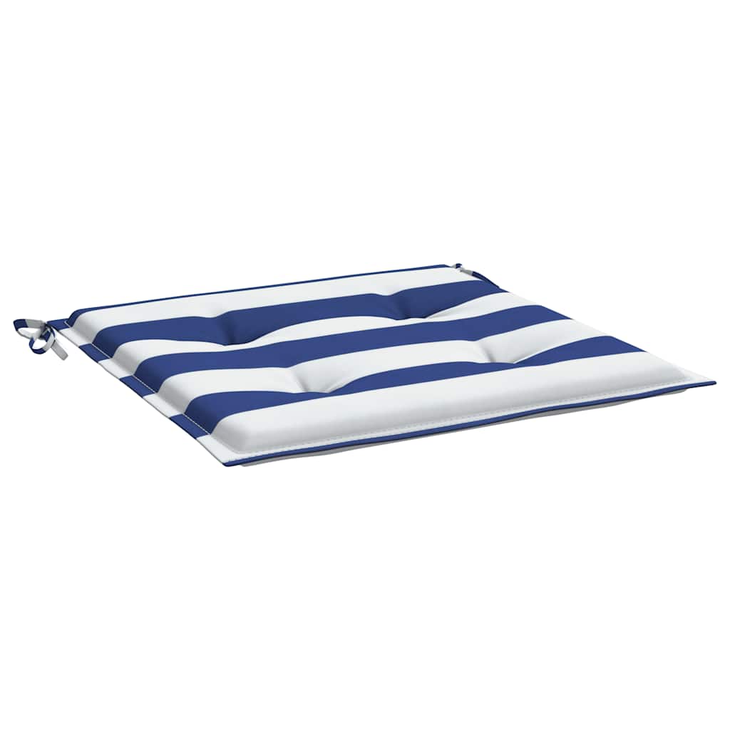 Tuinstoelkussens 6 st gestreept 40x40x4 cm stof wit en blauw – afbeelding 4