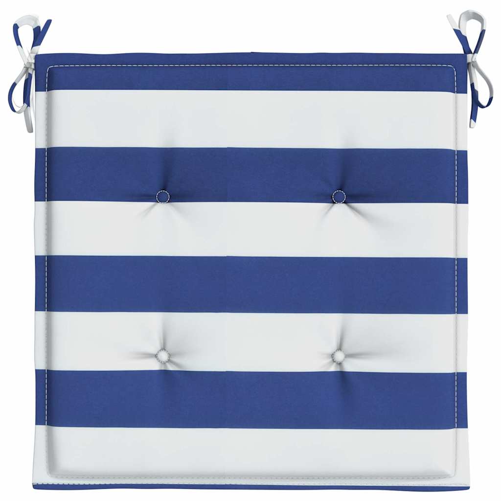 Tuinstoelkussens 6 st gestreept 40x40x4 cm stof wit en blauw – afbeelding 5