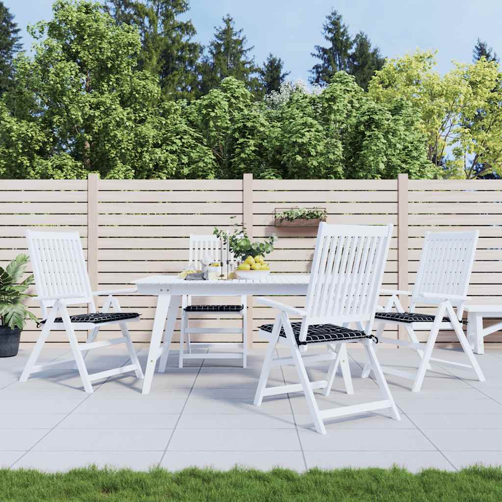 Tuinstoelkussens 4 st ruitpatroon 40x40x4 cm stof zwart