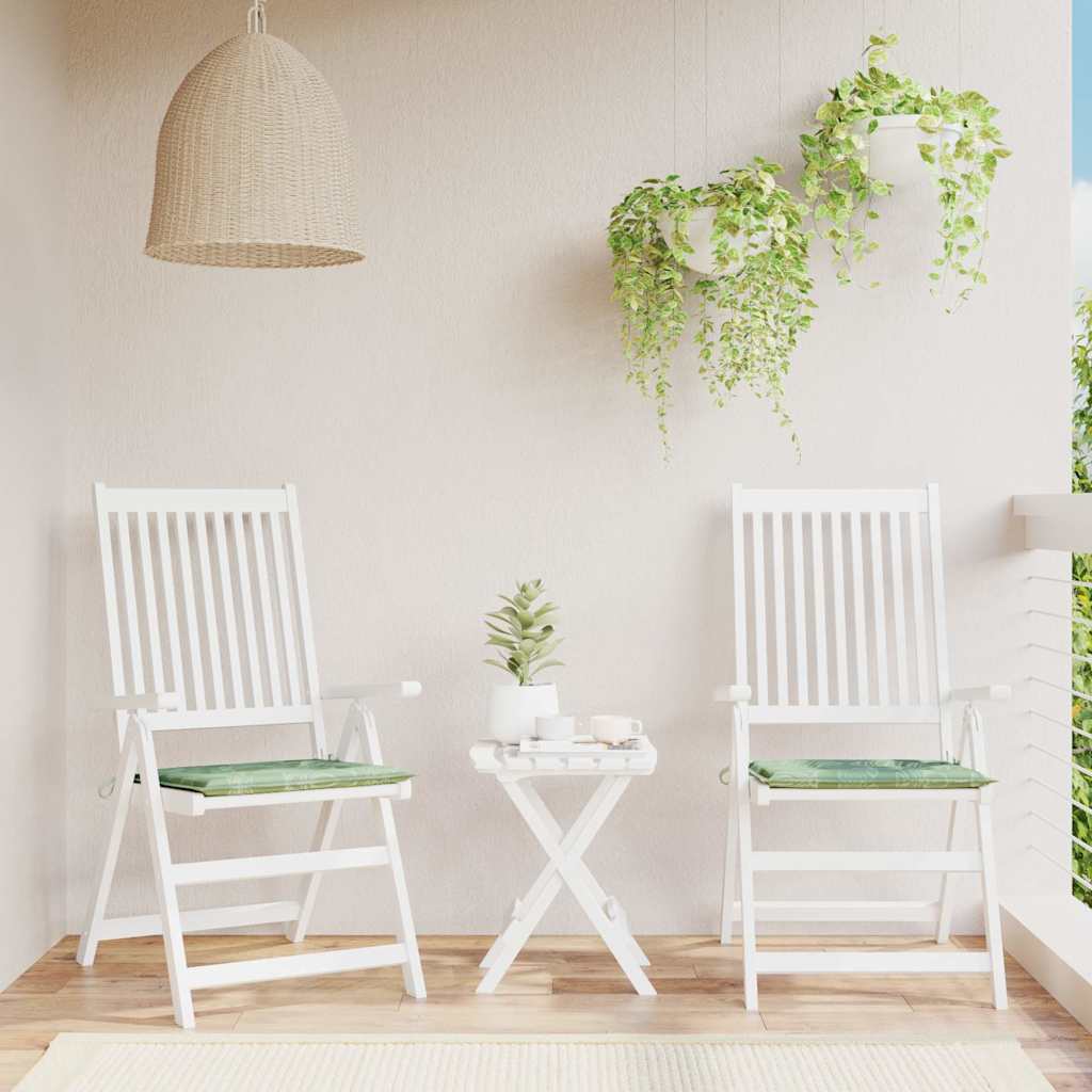 Stoelkussens 2 st bladpatroon 40x40x4 cm stof – afbeelding 1