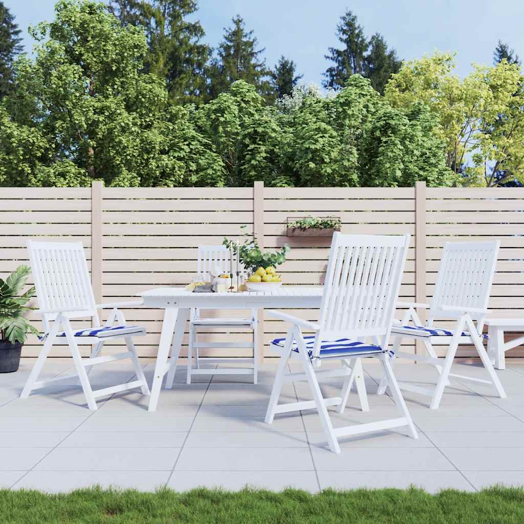 Tuinstoelkussens 4 st gestreept 50x50x4 cm stof wit en blauw