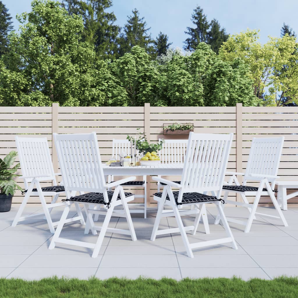Tuinstoelkussens 6 st ruitpatroon 50x50x4 cm stof zwart – afbeelding 1