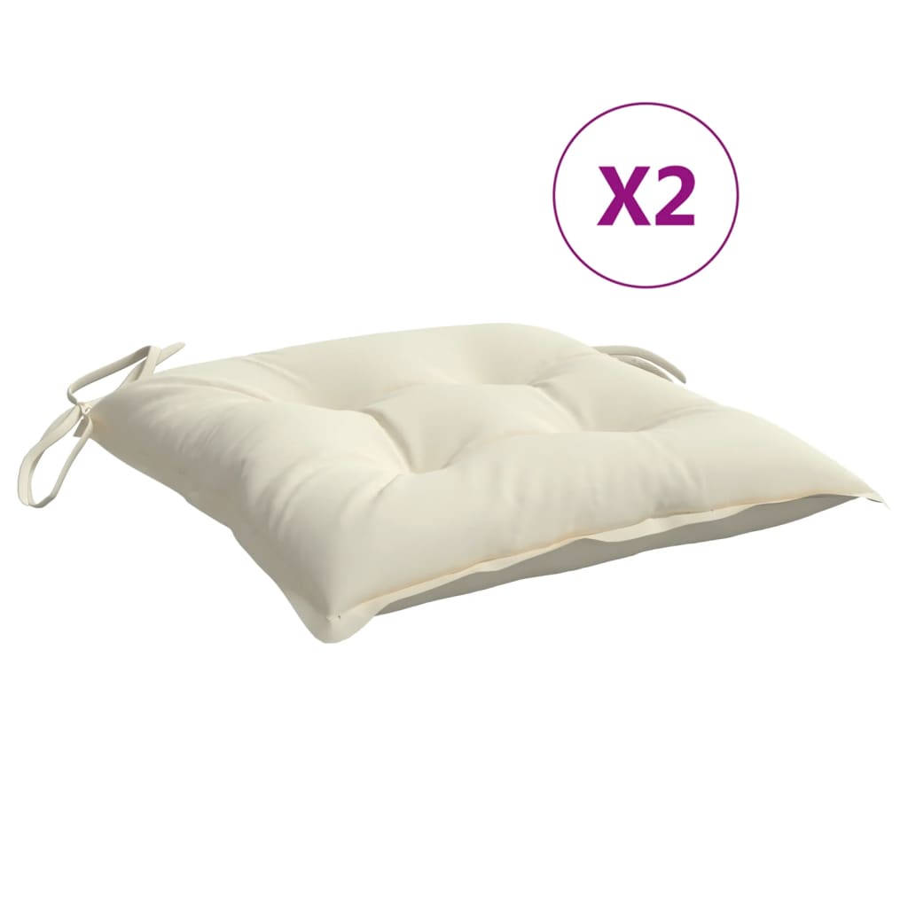 Stoelkussens 2 st 50x50x7 cm oxford stof crèmewit – afbeelding 2