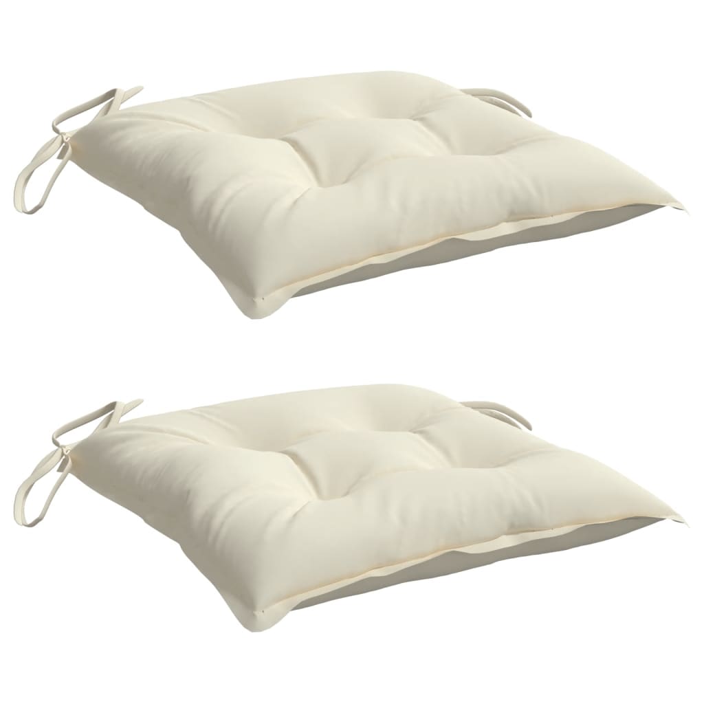 Stoelkussens 2 st 50x50x7 cm oxford stof crèmewit – afbeelding 3