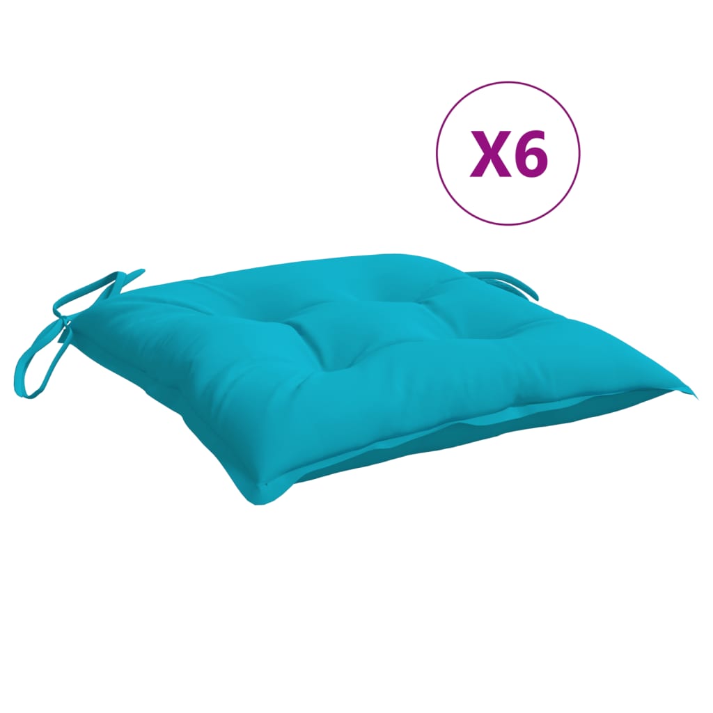 Stoelkussens 6 st 50x50x7 cm stof turquoise – afbeelding 2