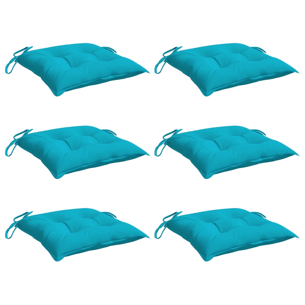 Stoelkussens 6 st 50x50x7 cm stof turquoise – afbeelding 3