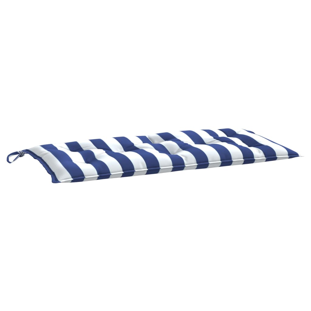 Tuinbankkussen 100x50x7 cm stof gestreept wit en blauw – afbeelding 2