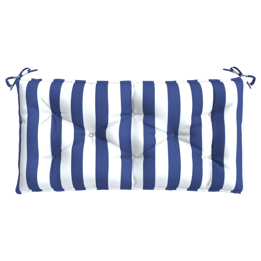 Tuinbankkussen 100x50x7 cm stof gestreept wit en blauw – afbeelding 4