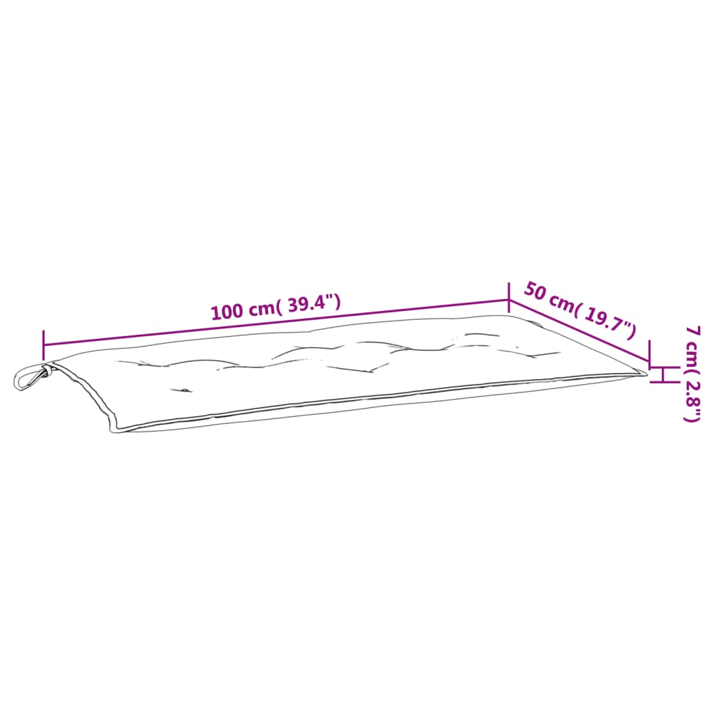 Tuinbankkussen 100x50x7 cm stof gestreept wit en blauw – afbeelding 7