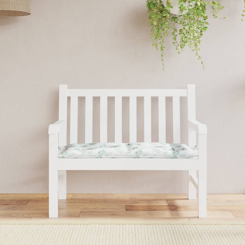 Tuinbankkussen bladpatroon 110x50x7 cm stof