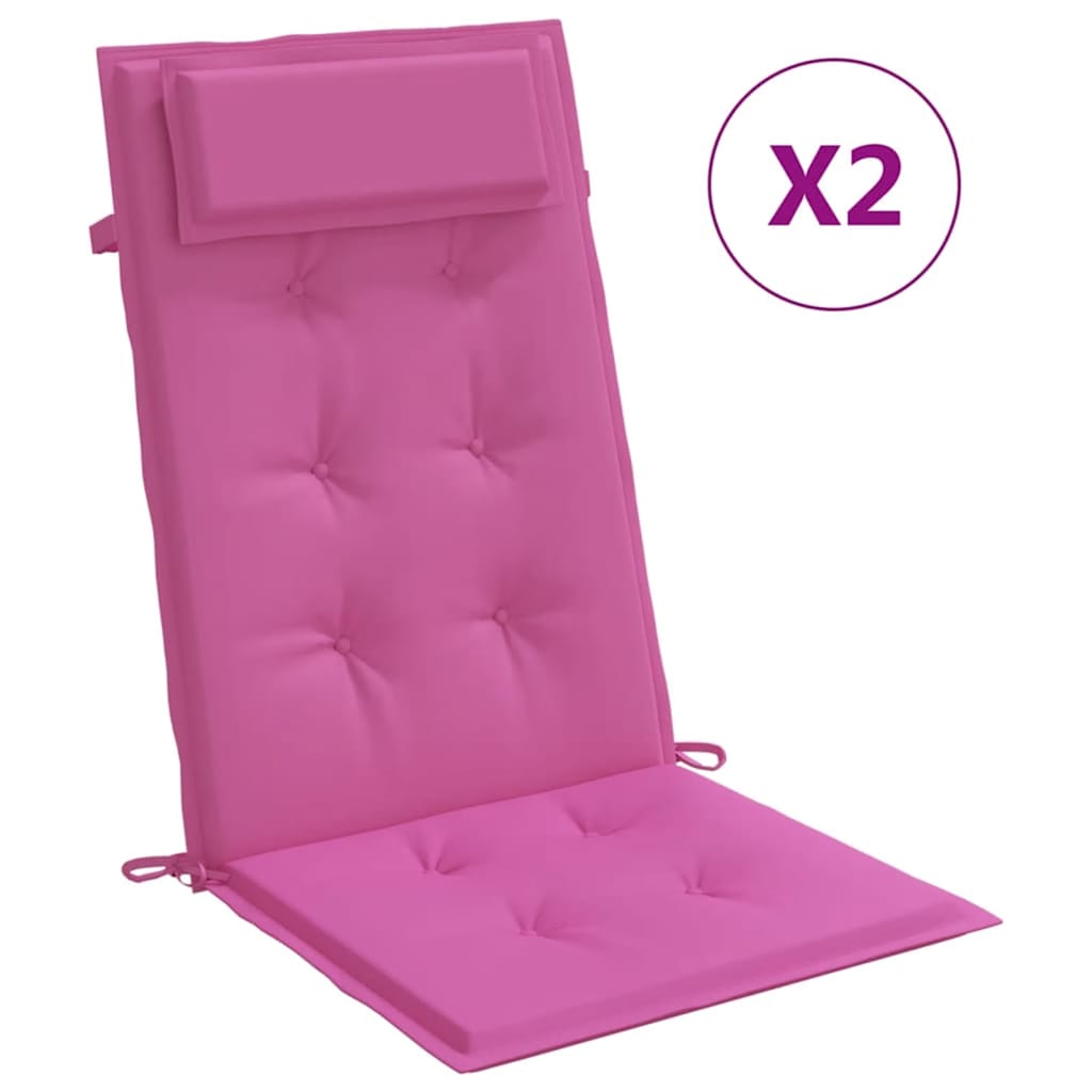 Stoelkussens 2 st hoge rug oxford stof roze – afbeelding 2