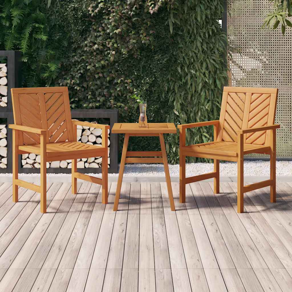 Tuinstoelen 2 st massief acaciahout – afbeelding 1
