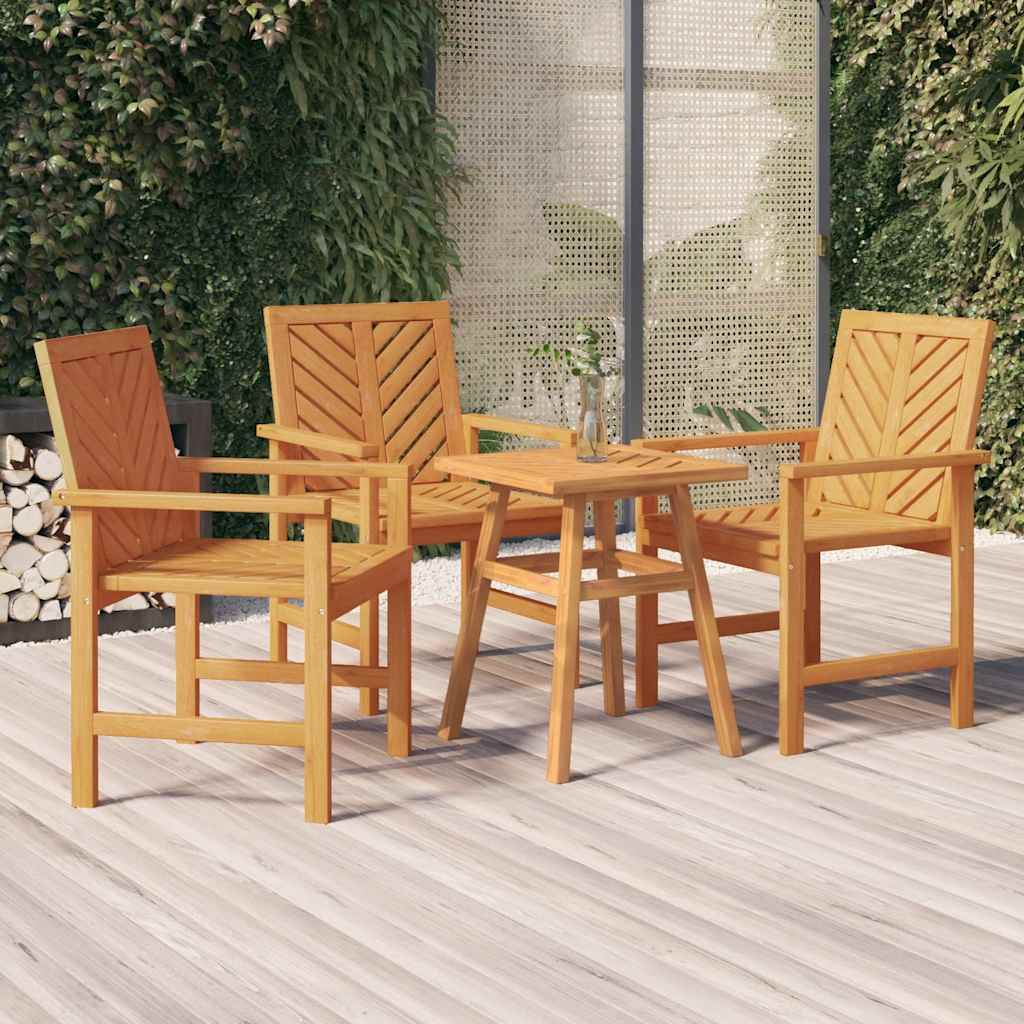 Tuinstoelen 3 st massief acaciahout – afbeelding 1