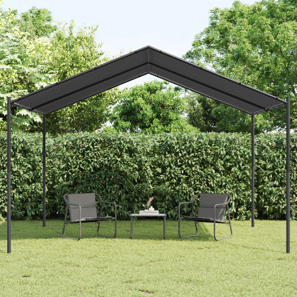 Tuinpaviljoen 4x4 m staal en stof antracietkleurig – afbeelding 1