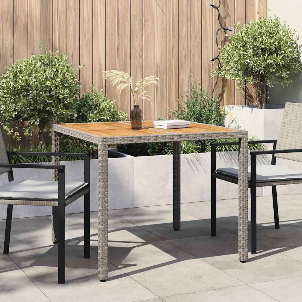 Tuinstafel Grijs 90 x 90 x 75 cm poly rattan – afbeelding 1
