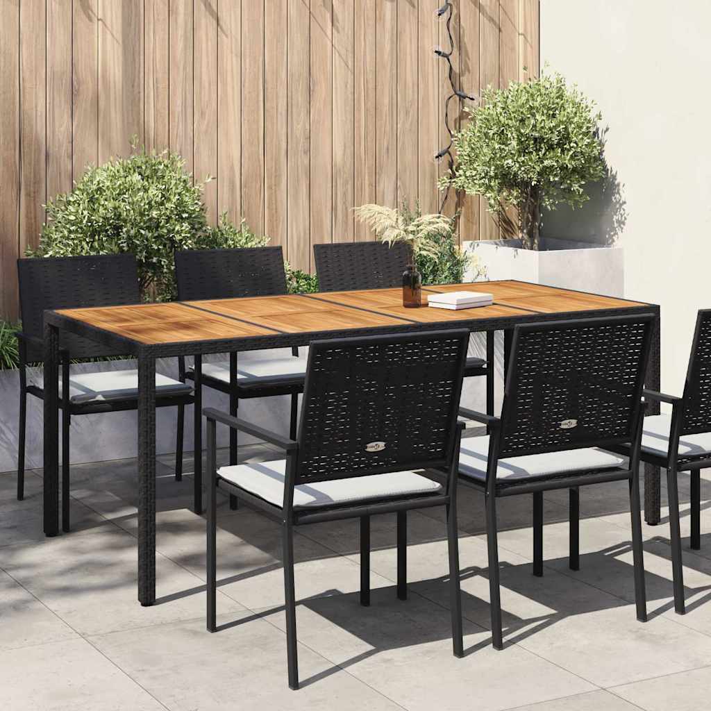 Tuinstafel Zwart 190 x 90 x 75 cm poly rattan – afbeelding 1