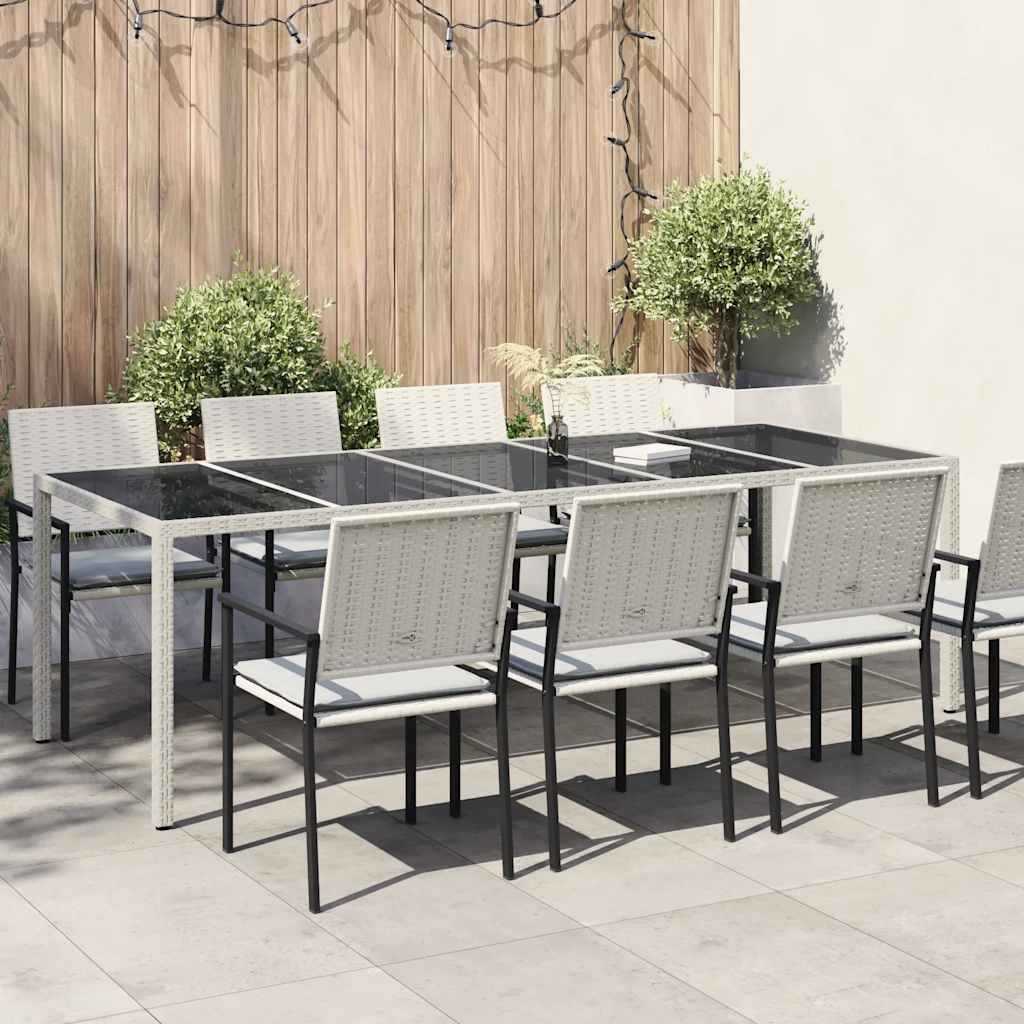 Tuintafel 250x100x75 cm poly rattan en gehard glas wit – afbeelding 1
