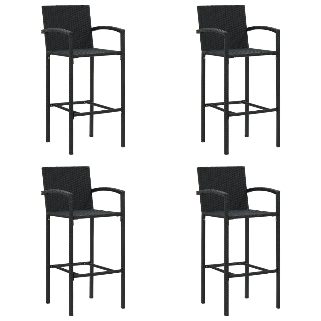 Barkrukken 4 st poly rattan zwart – afbeelding 1
