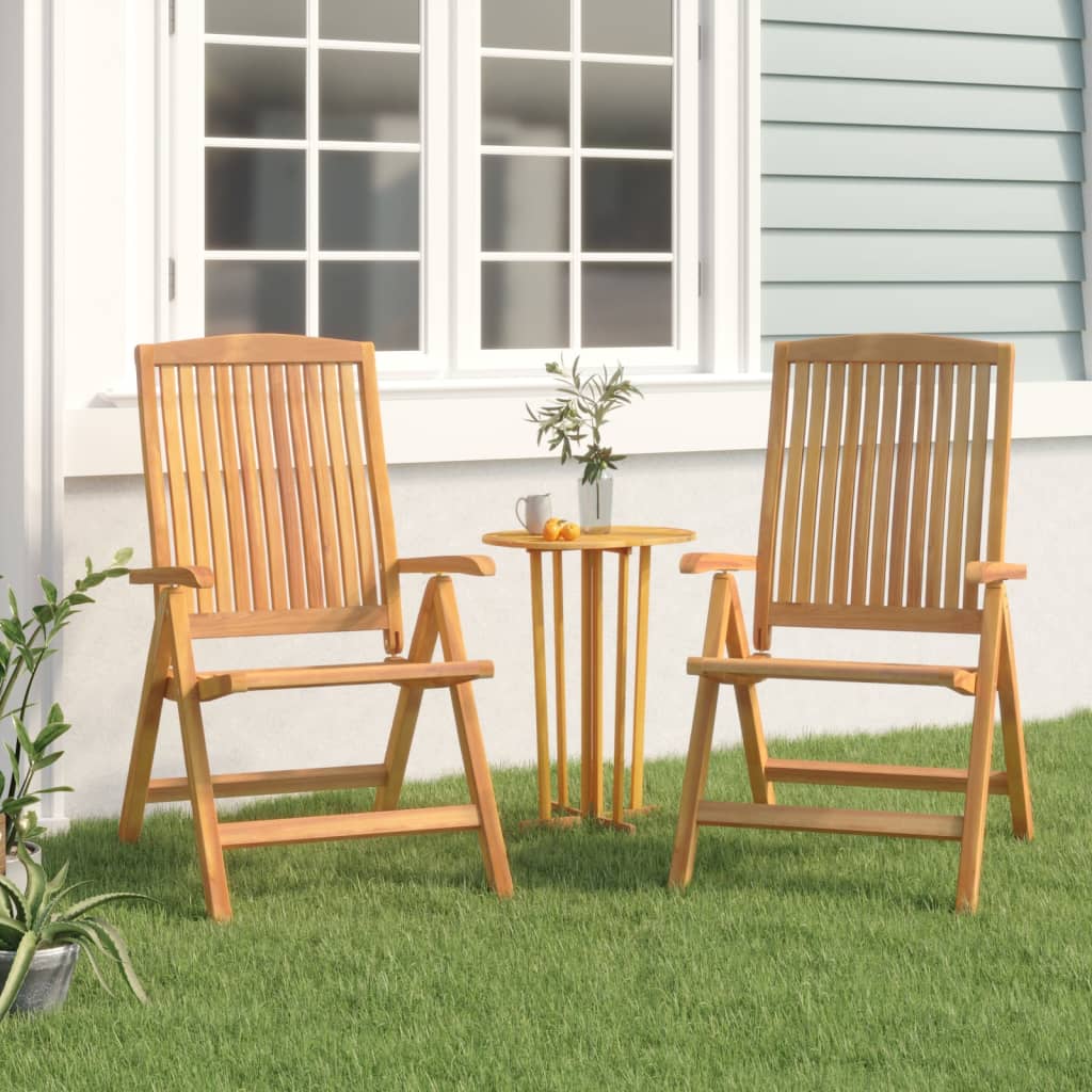 Tuinstoelen 2 st verstelbaar massief teakhout – afbeelding 1