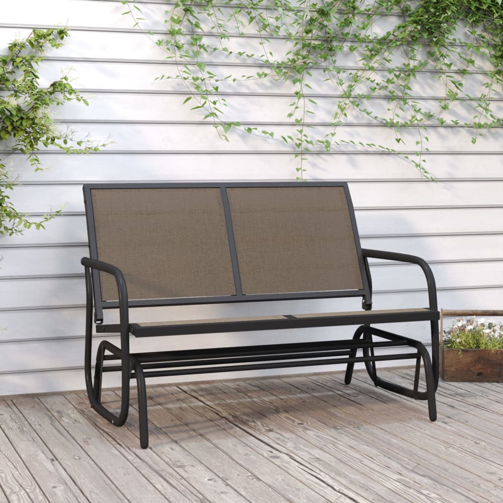 Schuifbank tuin 120,5x76x86,5 cm textielfolie en staal bruin – afbeelding 1