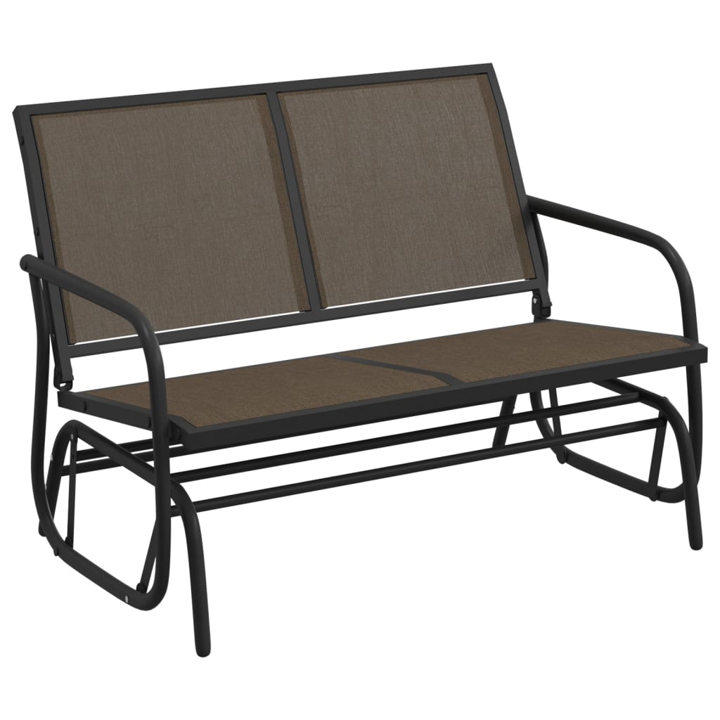 Schuifbank tuin 120,5x76x86,5 cm textielfolie en staal bruin – afbeelding 2