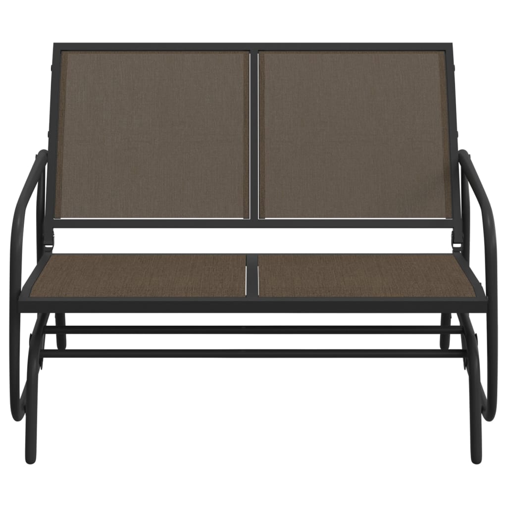 Schuifbank tuin 120,5x76x86,5 cm textielfolie en staal bruin – afbeelding 3