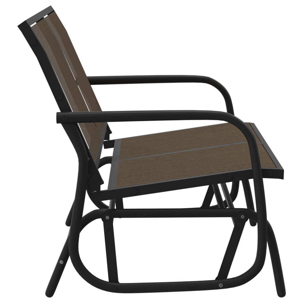 Schuifbank tuin 120,5x76x86,5 cm textielfolie en staal bruin – afbeelding 4