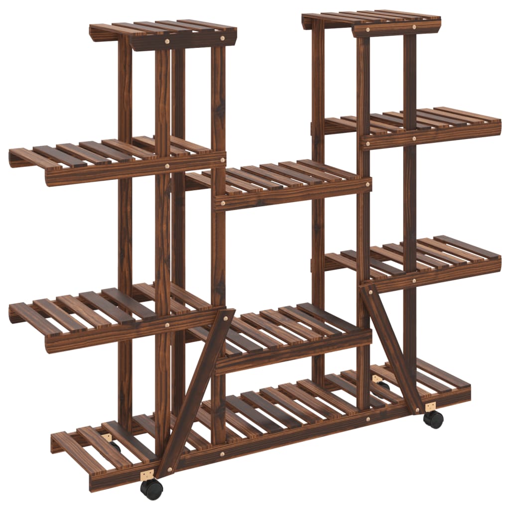 Plantenstandaard met wielen 110x25x115 cm massief vurenhout – afbeelding 2